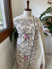 Suit Set with Thread Embroidery in Chanderi
