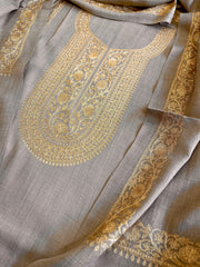 Lite Toosh Winter Suit Set with Aari Work in Pashmina Wool