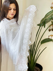 Mul Cotton Dupatta with Thread Embroidery