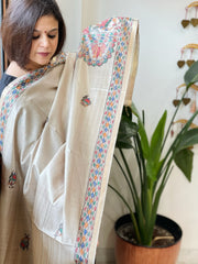 Handpainted Madhubani Dupatta in Pure Chanderi Silk