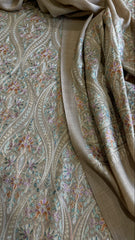 Toosh Winter Suit Set with Aari Work in Pashmina Wool