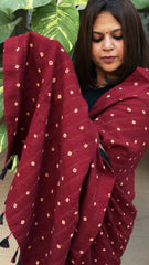 Black Ajrakh Handblock Printed Silk-Woollen Shawl