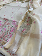 Dupatta Set with Thread Embroidery in Chanderi cotton