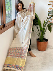 Handpainted Madhubani Dupatta in Pure Chanderi Silk