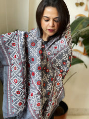Handmade Sindhi Kadhai with Real Mirror Handwork Dupatta in Pure Silk