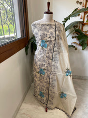 Suit Set with Thread Embroidery in Chanderi