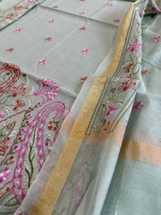 Dupatta Set with Thread Embroidery in Chanderi cotton