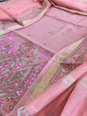 Dupatta Set with Thread Embroidery in Chanderi cotton