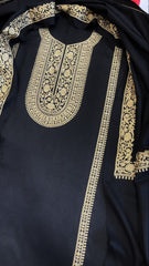 Black Winter Suit Set with Aari Work in Pashmina Wool