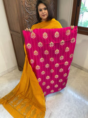 Pink Designer Handwoven Kadwa Banarasi Suit Set in Pure Silk