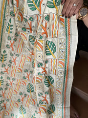 Off-White Handmade Kantha Dupatta in Silk