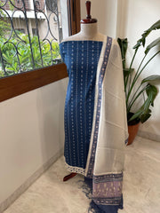 Indigo Handwoven Suit Sets in Pure Cotton