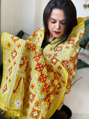 Handmade Sindhi Kadhai with Real Mirror Handwork Dupatta in Pure Silk