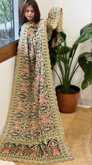 Black Chinon Dupatta with Aari Embroidery