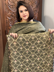 Gold Designer Handwoven Kadwa Banarasi Suit Set in Pure Silk