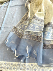 Blue Handwoven Suit Sets in Pure Cotton