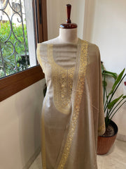 Lite Toosh Winter Suit Set with Aari Work in Pashmina Wool