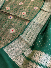 Green Designer Handwoven Kadwa Banarasi Suit Set in Pure Silk