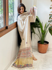 Handpainted Madhubani Dupatta in Pure Chanderi Silk