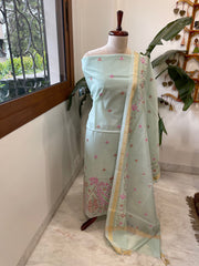 Dupatta Set with Thread Embroidery in Chanderi cotton