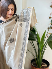 Handpainted Madhubani Dupatta in Pure Chanderi Silk