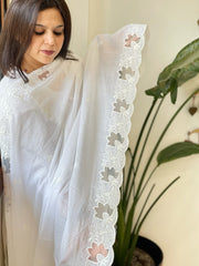 Mul Cotton Dupatta with Cut Work