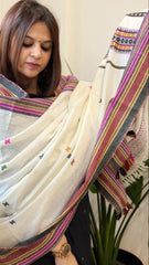 Off-White Handwoven Woollen Shawl