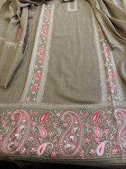 Lite Toosh Winter Suit Set with Aari Work in Pashmina Wool