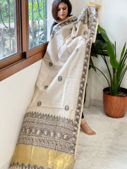 Handpainted Madhubani Dupatta in Pure Chanderi Silk