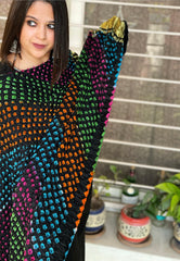 Black Kodi Bandhej Dupatta in Gajji Silk