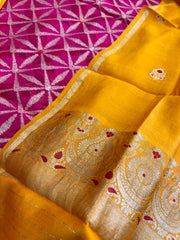 Pink Designer Handwoven Kadwa Banarasi Suit Set in Pure Silk