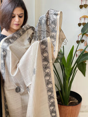 Handpainted Madhubani Dupatta in Pure Chanderi Silk