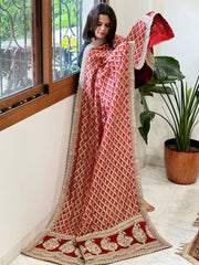 Woven Bandhej Banarasi Dupatta in Fine Georgette with Zardosi Work