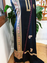Black Winter Suit Set with Aari Work in Pashmina Wool