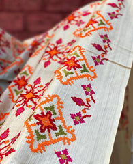 Tussar Silk dupatta with Patola Style Thread Embroidery