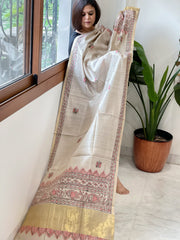 Handpainted Madhubani Dupatta in Pure Chanderi Silk
