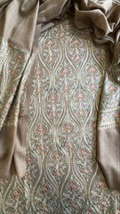 Toosh Winter Suit Set with Aari Work in Pashmina Wool