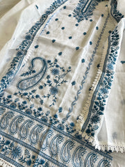 Suit Set with Thread Embroidery in Slub Cotton
