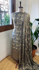 Kashish Suit Set with Ajrakh Handblock Print and Sequin Embroidery in Modal Silk