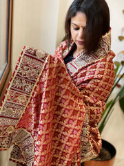 Maroon Woven Bandhej Banarasi Dupatta in Fine Georgette with Pearl, Sequin, Dabka Work