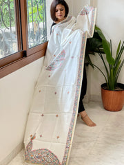 Handpainted Madhubani Dupatta in Pure Chanderi Silk