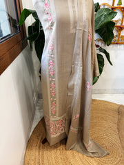 Lite Toosh Winter Suit Set with Aari Work in Pashmina Wool