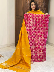 Pink Designer Handwoven Kadwa Banarasi Suit Set in Pure Silk