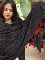 Rust Ajrakh Handblock Printed Silk-Woollen Shawl