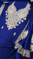 Royal Blue Winter Suit Set with Aari Work in Pashmina Wool