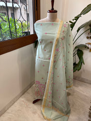 Dupatta Set with Thread Embroidery in Chanderi cotton