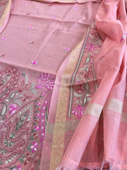 Dupatta Set with Thread Embroidery in Chanderi cotton