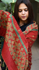 Rust Ajrakh Handblock Printed Silk-Woollen Shawl