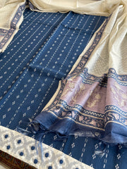 Indigo Handwoven Suit Sets in Pure Cotton