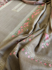 Dark Toosh Winter Suit Set with Aari Work in Pashmina Wool